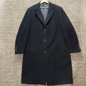 Lauren Ralph Lauren‎ LRL 48L Black Wool Nylon Long Over Coat Classic Minimalist